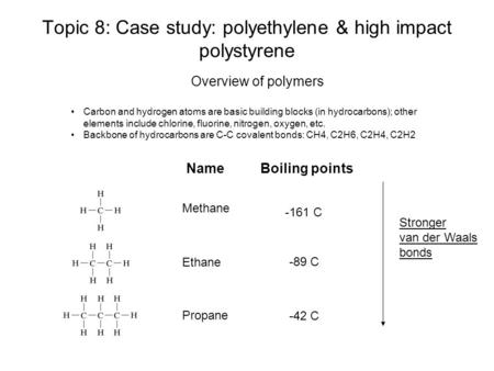 Topic 8: Case study: polyethylene & high impact polystyrene