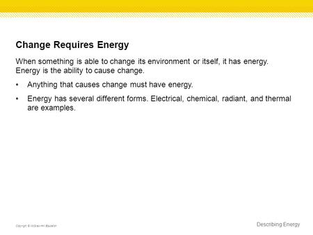 Change Requires Energy