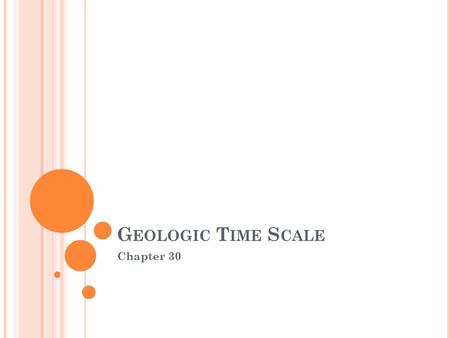 G EOLOGIC T IME S CALE Chapter 30. D IVISION OF G EOLOGIC T IME Geologic Time Scale: a summary of major events in Earth’s that are preserved in the in.