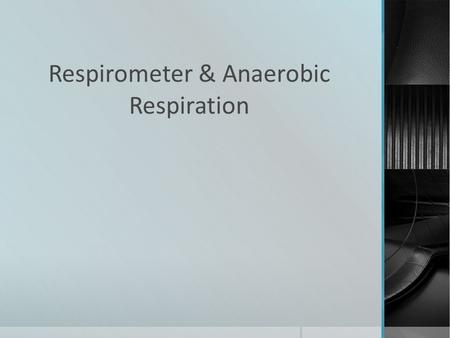 Respirometer & Anaerobic Respiration