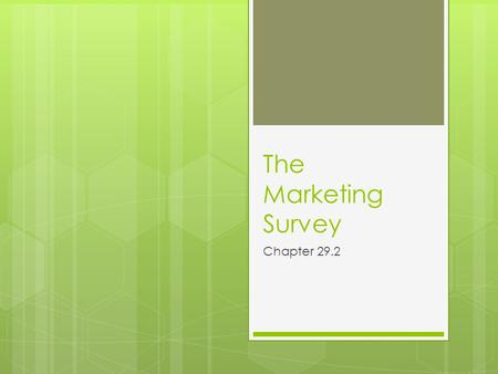 The Marketing Survey Chapter 29.2.