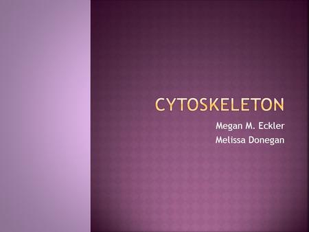 Megan M. Eckler Melissa Donegan.  The cytoskeleton is located in the cytoplasm.  Spans cytoplasm and interconnects the nucleus in the extracellular.