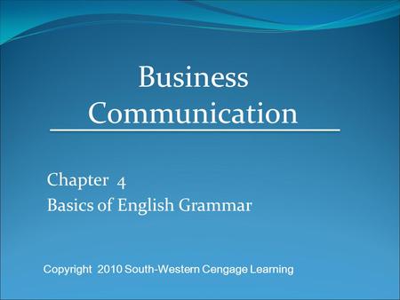 Chapter 4 Basics of English Grammar