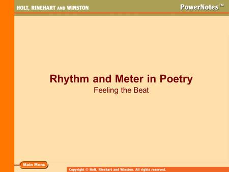 Rhythm and Meter in Poetry