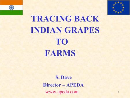 1 TRACING BACK INDIAN GRAPES TO FARMS S. Dave Director – APEDA www.apeda.com.