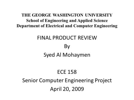 Senior Computer Engineering Project