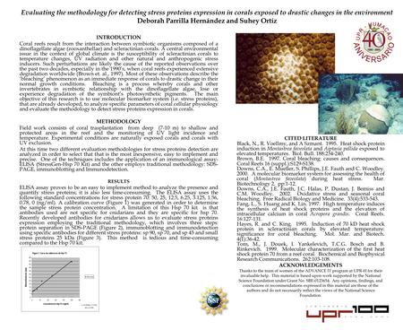 Evaluating the methodology for detecting stress proteins expression in corals exposed to drastic changes in the environment Deborah Parrilla Hernández.