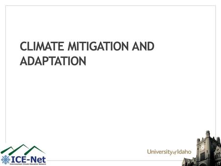 CLIMATE MITIGATION AND ADAPTATION. Intergovernmental Panel on Climate Change (IPCC) Governments require information on climate change for negotiations.