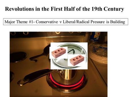 Revolutions in the First Half of the 19th Century Major Theme #1- Conservative v Liberal/Radical Pressure is Building.