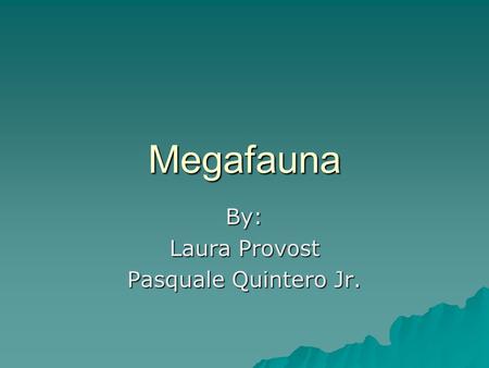 Megafauna By: Laura Provost Pasquale Quintero Jr..