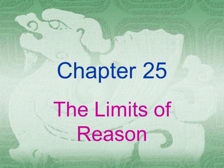 Chapter 25 The Limits of Reason. A New Barbarism  The Industrial Revolution  The transatlantic trade.