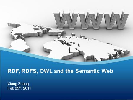 Xiang Zhang Feb 25 th, 2011 RDF, RDFS, OWL and the Semantic Web.