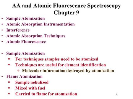 AA and Atomic Fluorescence Spectroscopy Chapter 9