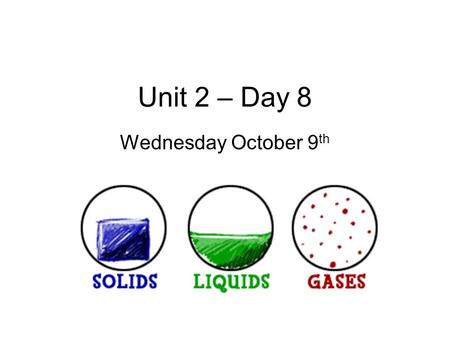 Unit 2 – Day 8 Wednesday October 9 th. Candle Lab Drill Answer in complete sentences or copy questions: 1. As a candle melts all the way down, how does.