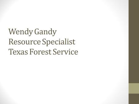 Wendy Gandy Resource Specialist Texas Forest Service.