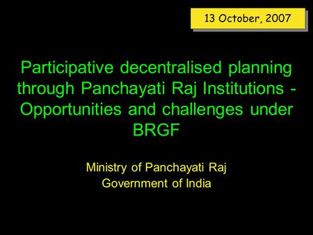 Ministry of Panchayati Raj Government of India