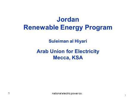 Renewable Energy Program Arab Union for Electricity