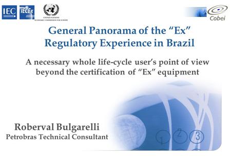 Roberval Bulgarelli Petrobras Technical Consultant General Panorama of the “Ex” Regulatory Experience in Brazil A necessary whole life-cycle user’s point.