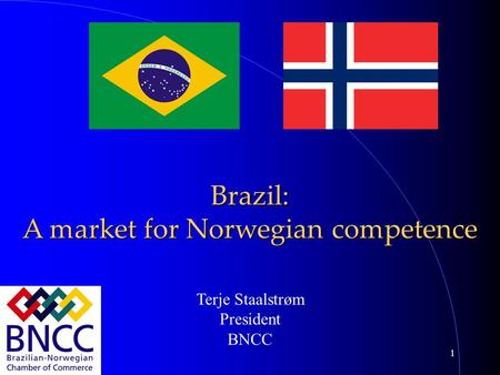 1 Brazil: A market for Norwegian competence Terje Staalstrøm President BNCC.