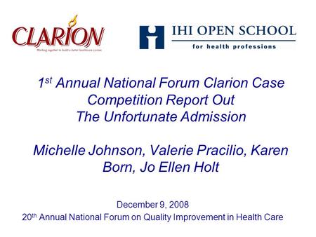 20th Annual National Forum on Quality Improvement in Health Care