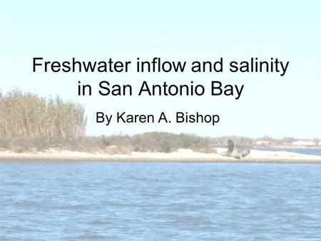Freshwater inflow and salinity in San Antonio Bay By Karen A. Bishop.