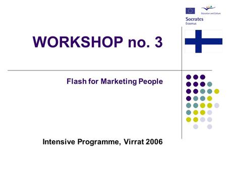 WORKSHOP no. 3 Flash for Marketing People Intensive Programme, Virrat 2006.