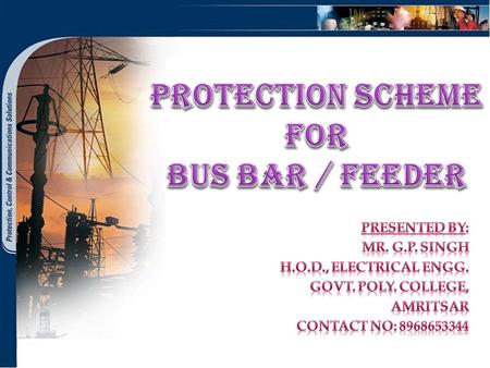 PROTECTION scheme for bus bar / feeder