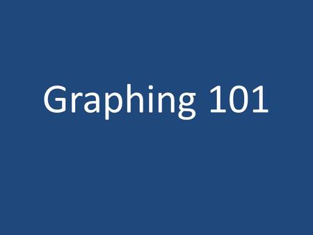 Graphing 101. Graphing basics Use: graph paper a ruler a pencil (be neat) Connect data points using a line or curve of best fit.