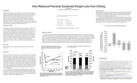How Rebound Prevents Sustained Weight Loss from Dieting Joy Belamarich Biochemistry Program, Beloit College, Beloit, WI ABSTRACT I hypothesize that calorie.