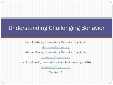 Understanding Challenging Behavior