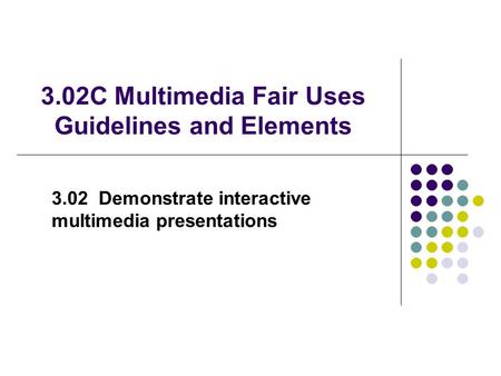 3.02C Multimedia Fair Uses Guidelines and Elements