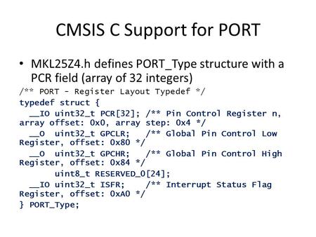 CMSIS C Support for PORT