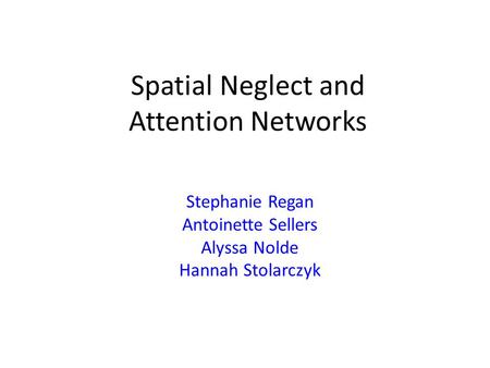 Spatial Neglect and Attention Networks