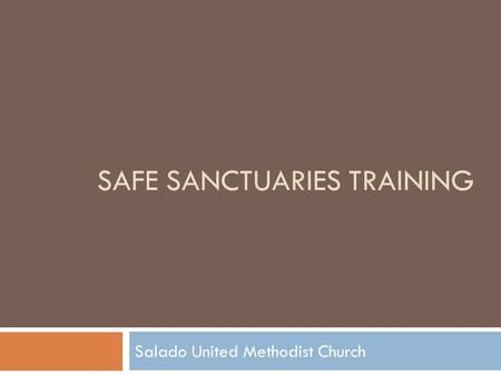 SAFE Sanctuaries Training