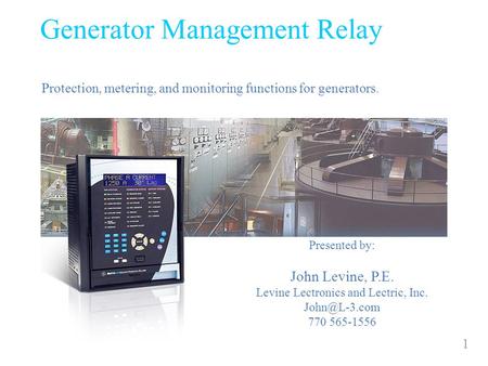 Generator Management Relay