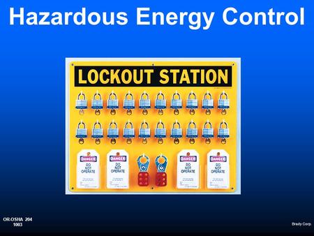 Hazardous Energy Control Brady Corp. OR-OSHA 204 1003.