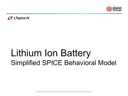 Lithium Ion Battery Simplified SPICE Behavioral Model