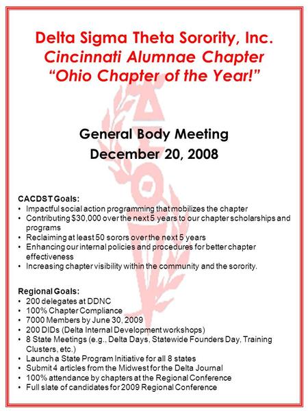 General Body Meeting December 20, 2008