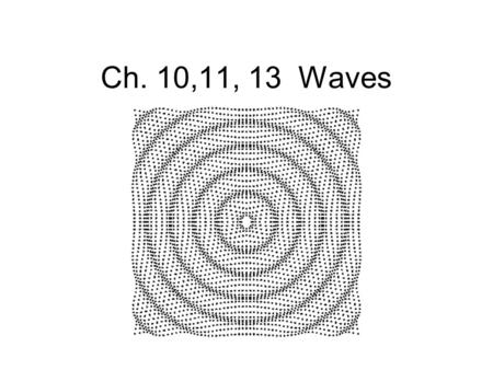 Ch. 10,11, 13 Waves. Name some waves Water Sound Light Radio waves (TV) Microwaves (cell phones) X-rays Ultrasound Earthquakes! (seismic waves)