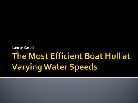 Lauren Casulli. Which boat hull is the most efficient at different water speeds?