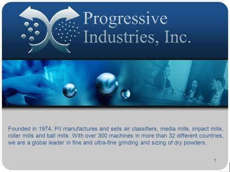 1 Founded in 1974, PII manufactures and sells air classifiers, media mills, impact mills, roller mills and ball mills. With over 300 machines in more than.