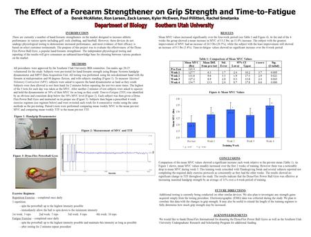 The Effect of a Forearm Strengthener on Grip Strength and Time-to-Fatigue Derek McAllister, Ron Larsen, Zack Larsen, Kyler McEwen, Paul Pillitteri, Rachel.