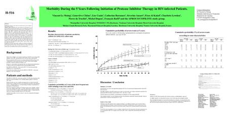Morbidity During the 5 Years Following Initiation of Protease Inhibitor Therapy in HIV-infected Patients. Vincent Le Moing 1, Geneviève Chêne 2, Lise Cuzin.