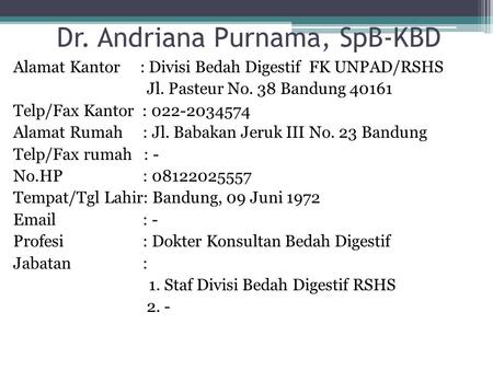 Dr. Andriana Purnama, SpB-KBD