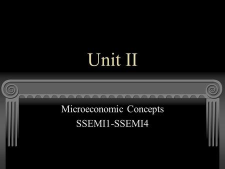 Unit II Microeconomic Concepts SSEMI1-SSEMI4. SSEMI1: Goods, Services, and Money The student will describe how households, businesses, and governments.