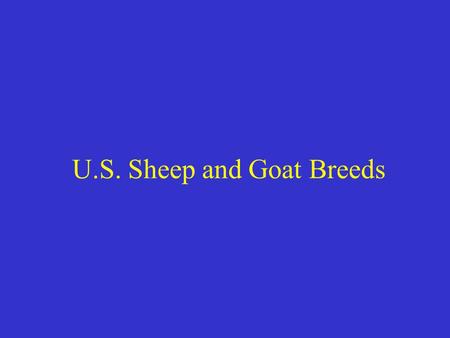 U.S. Sheep and Goat Breeds. World Sheep Breeds Breeds of Sheep –235 breeds world wide.