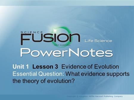 Unit 1 Lesson 3 Evidence of Evolution