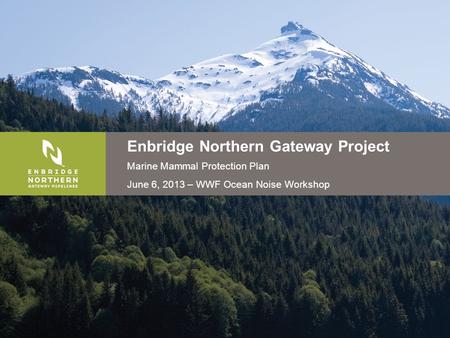 Enbridge Northern Gateway Project Marine Mammal Protection Plan June 6, 2013 – WWF Ocean Noise Workshop.