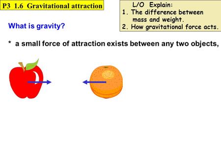 P3 1.6 Gravitational attraction