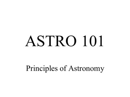 Principles of Astronomy